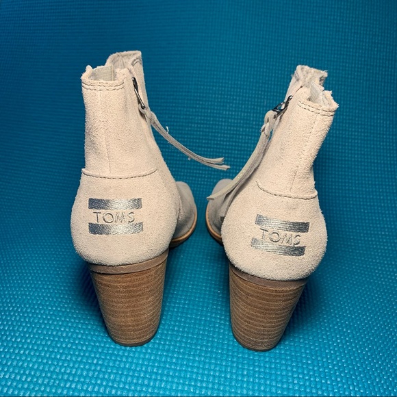 TOM’s Majorca Peep Toe Suede Heeled Shoes - Picture 5 of 8